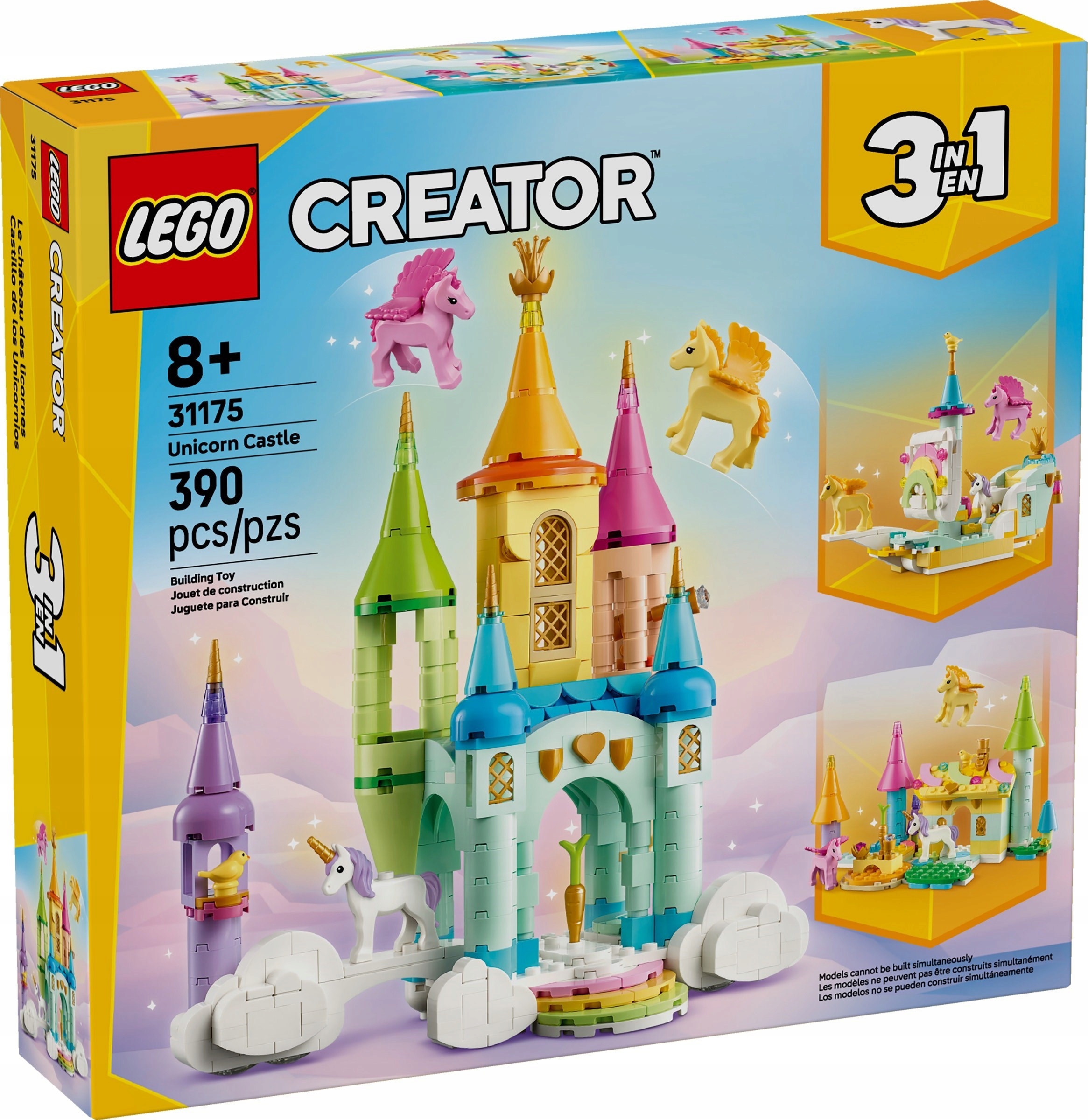 klocki LEGO Creator 3 w 1 31175 Zamek jednorożców Statek Plac zabaw