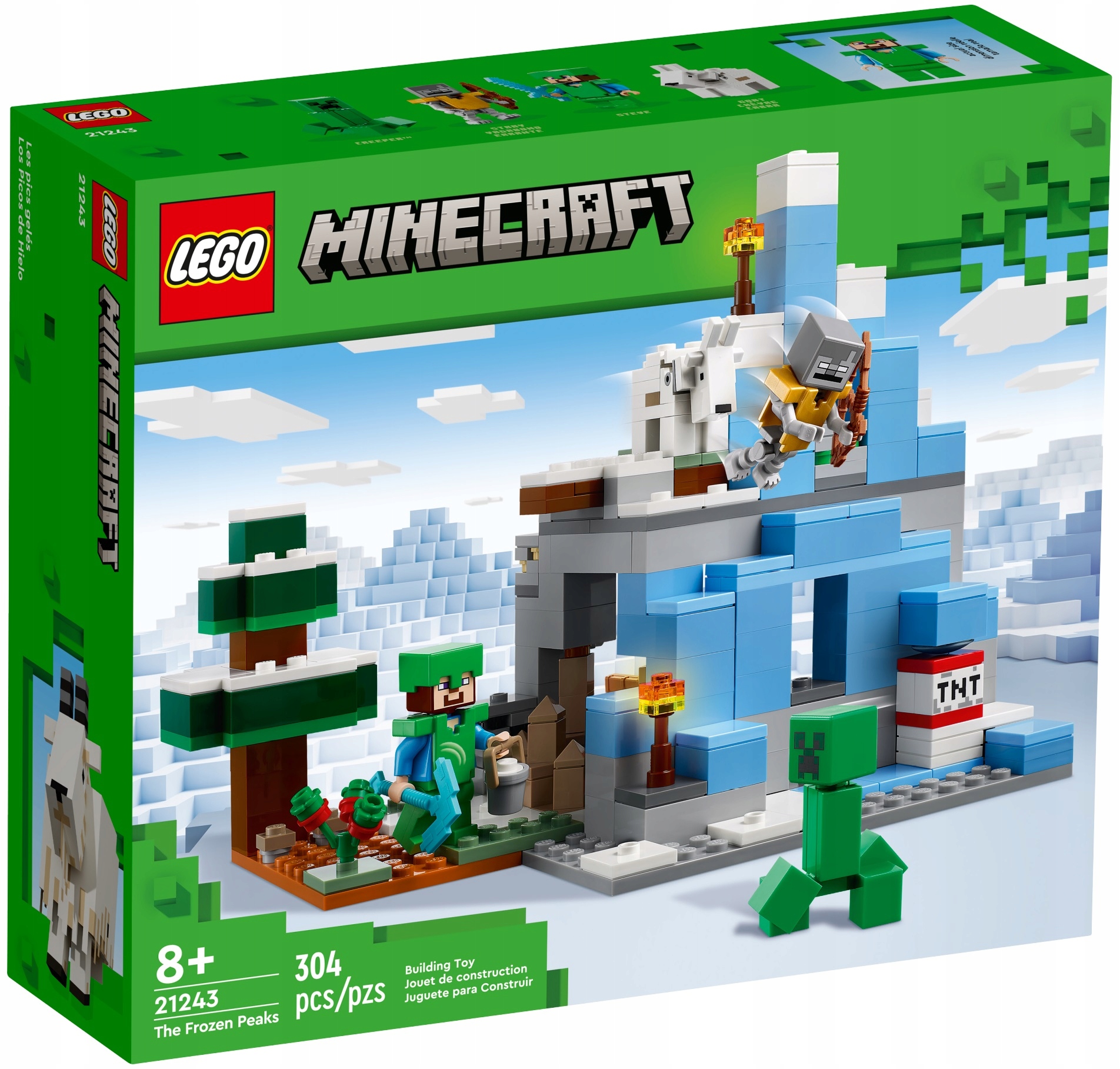 klocki LEGO Minecraft 21243 Ośnieżone szczyty koza tułacz majkraft