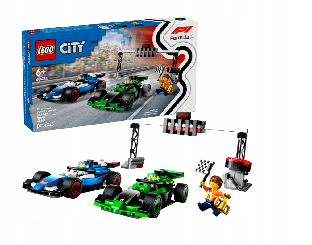 LEGO City 60474 F1 bolidami Racing Bulls Red bull VCARB Kick Sauber formuła