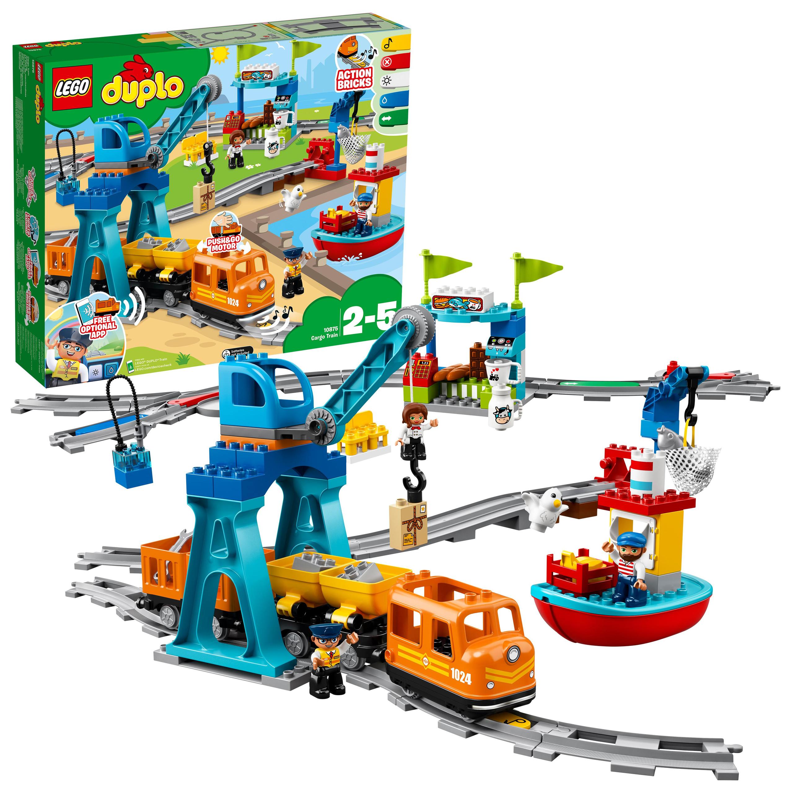 klocki LEGO Duplo 10875 Pociąg towarowy kolejka ciuchcia zestaw port statek