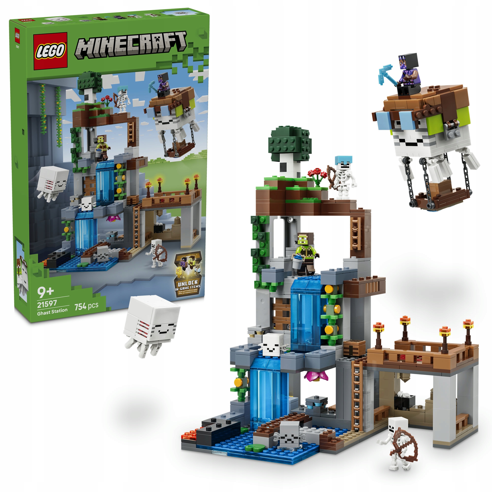 klocki LEGO Minecraft 21597 Stacja ghasta Majkraft biom baza aeronauta