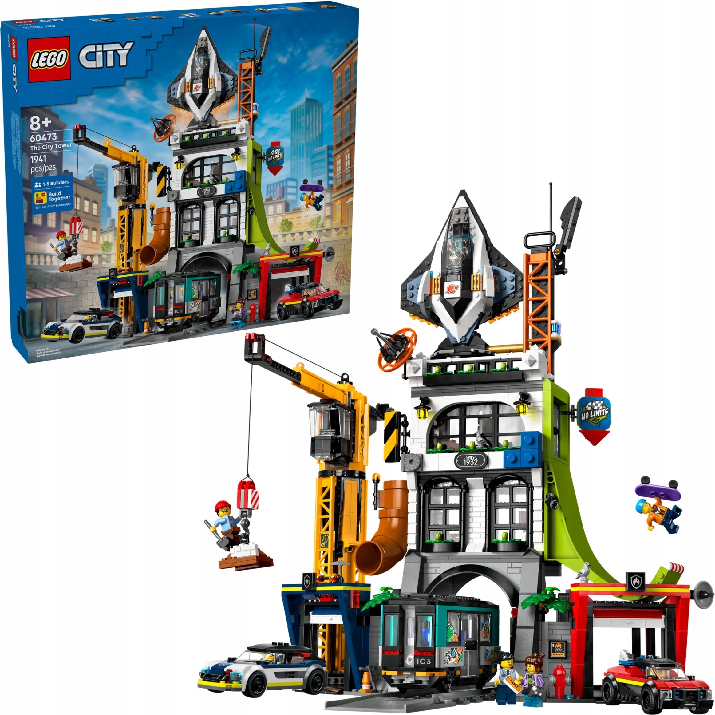 LEGO City 60473 Wieża City tramwaj statek kosmiczny zuraw dzwig miasto