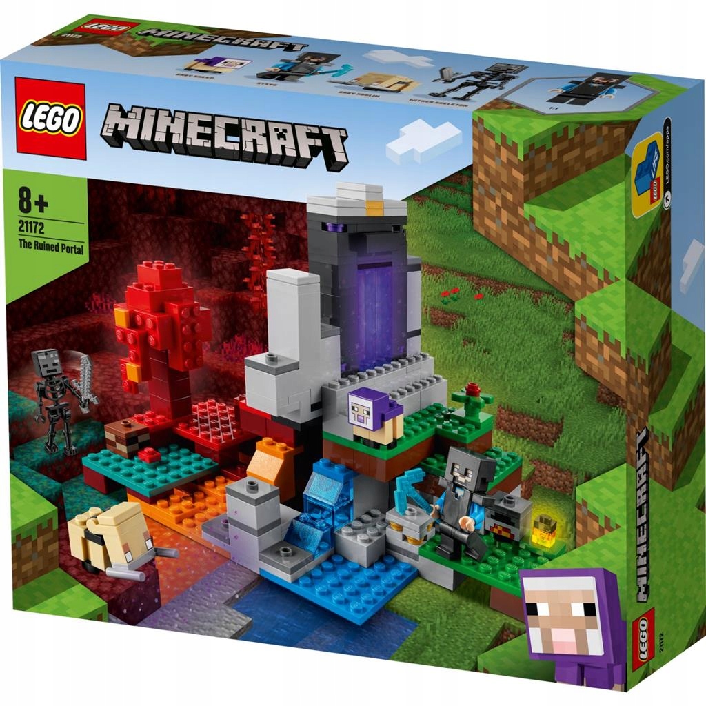 klocki LEGO Minecraft 21172 Zniszczony portal szkielet steve owca
