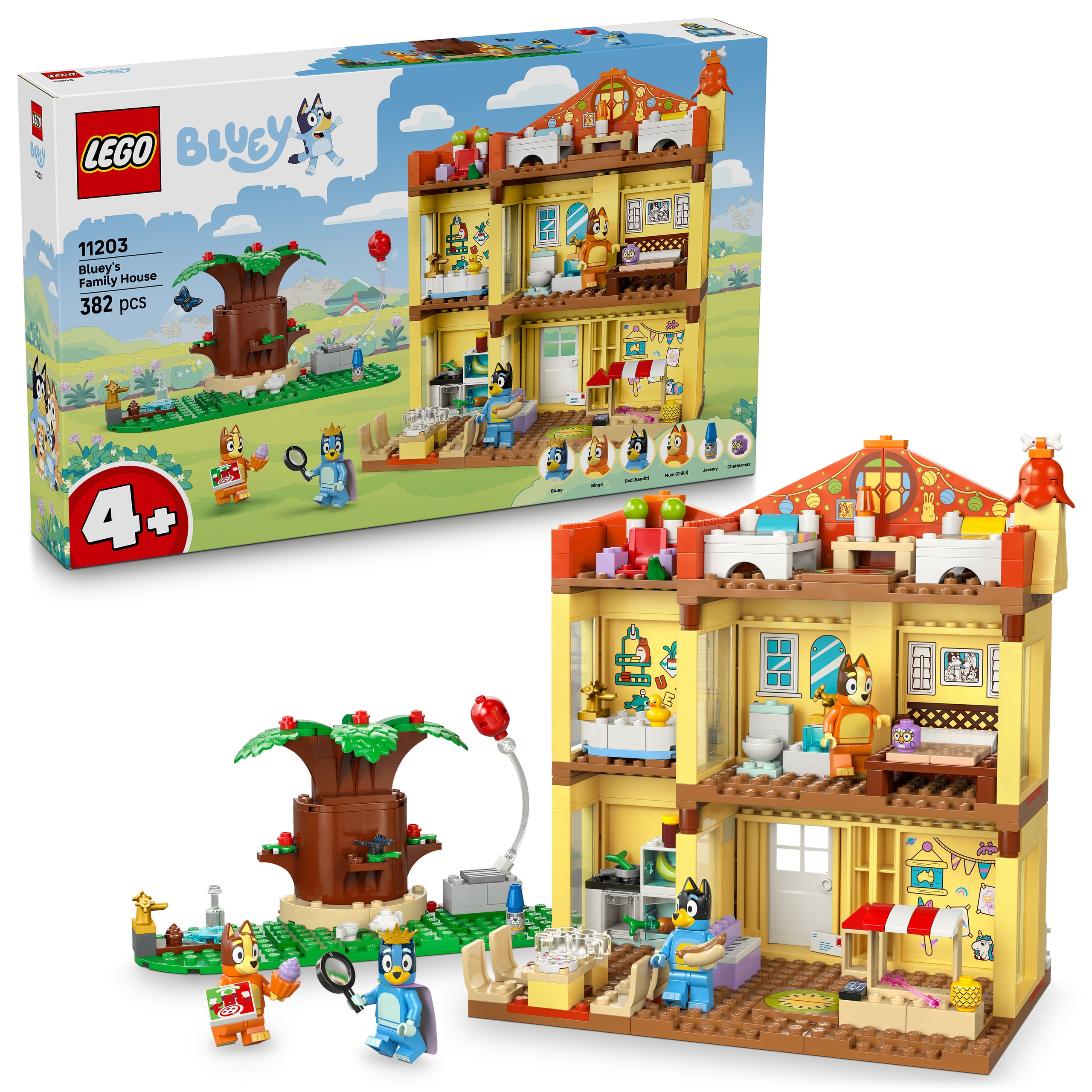 LEGO Bluey 11203 Bluey i jej rodzinny dom Blue Bingo Bandżi Chilli domek