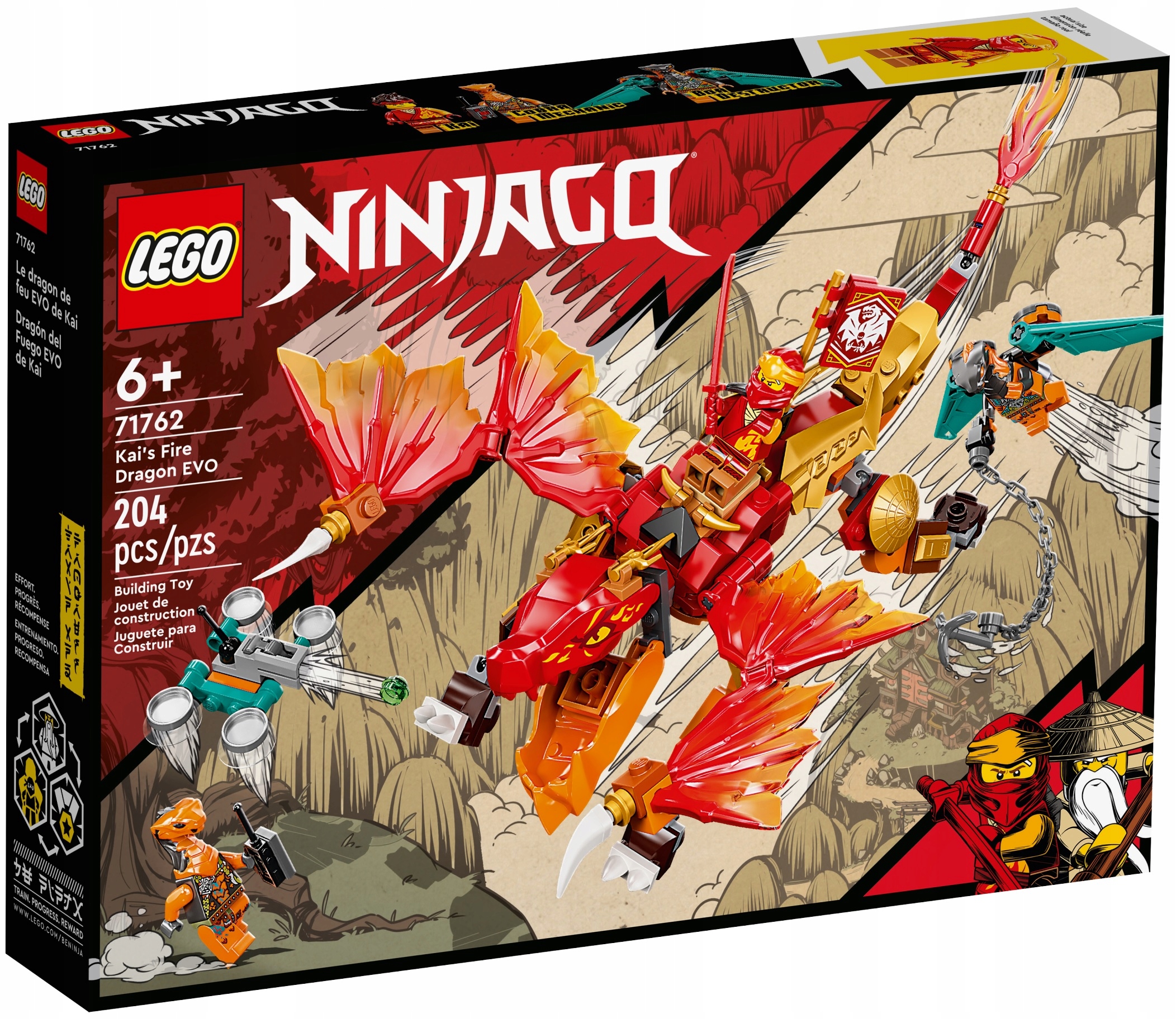 Zestaw klocków lego - smok ognia kaia evo 204 elementów