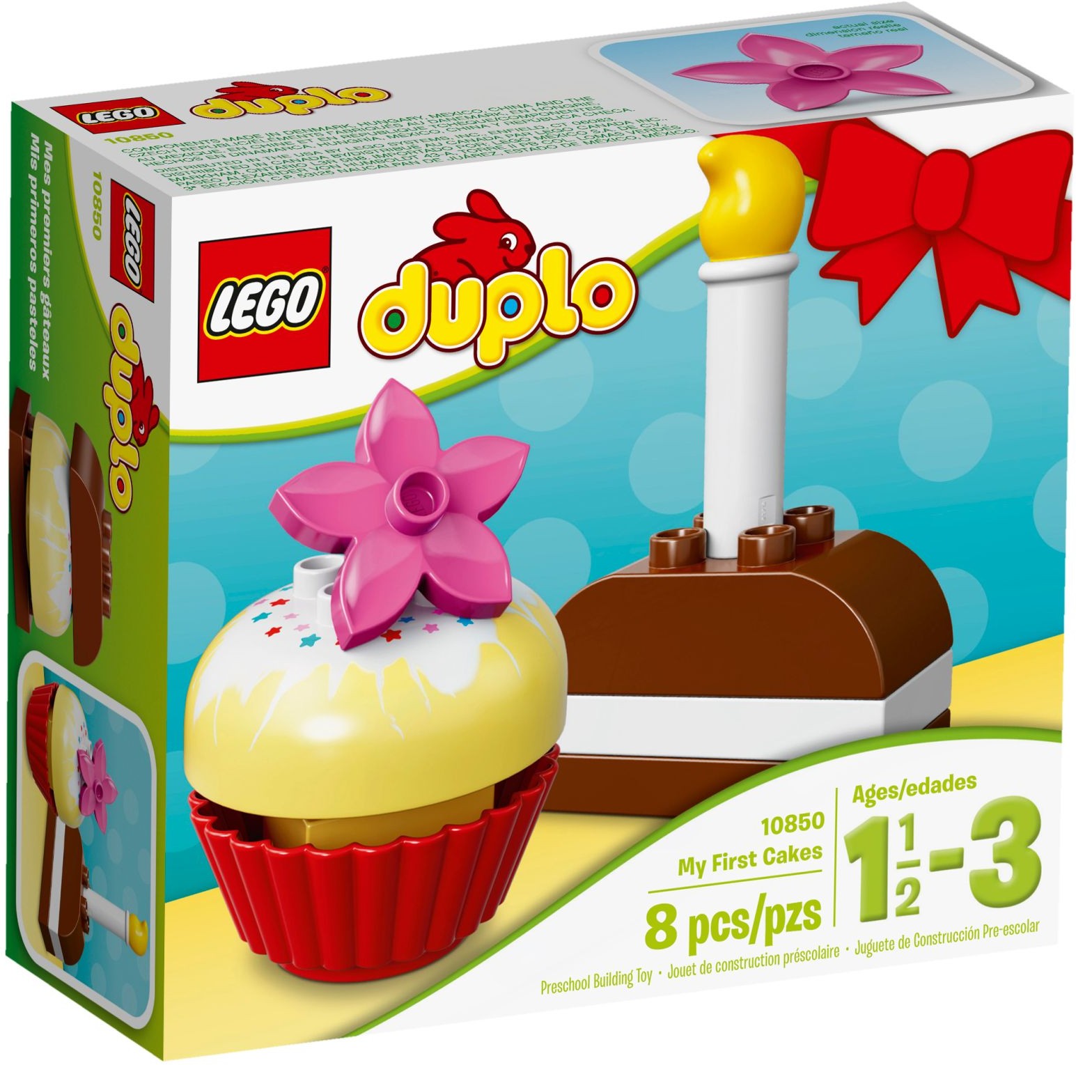 Zdjęcie galerii dla zestawu klocki Urodzinowy Tort LEGO Duplo 10850 Urodziny świeczka pączek ciastko