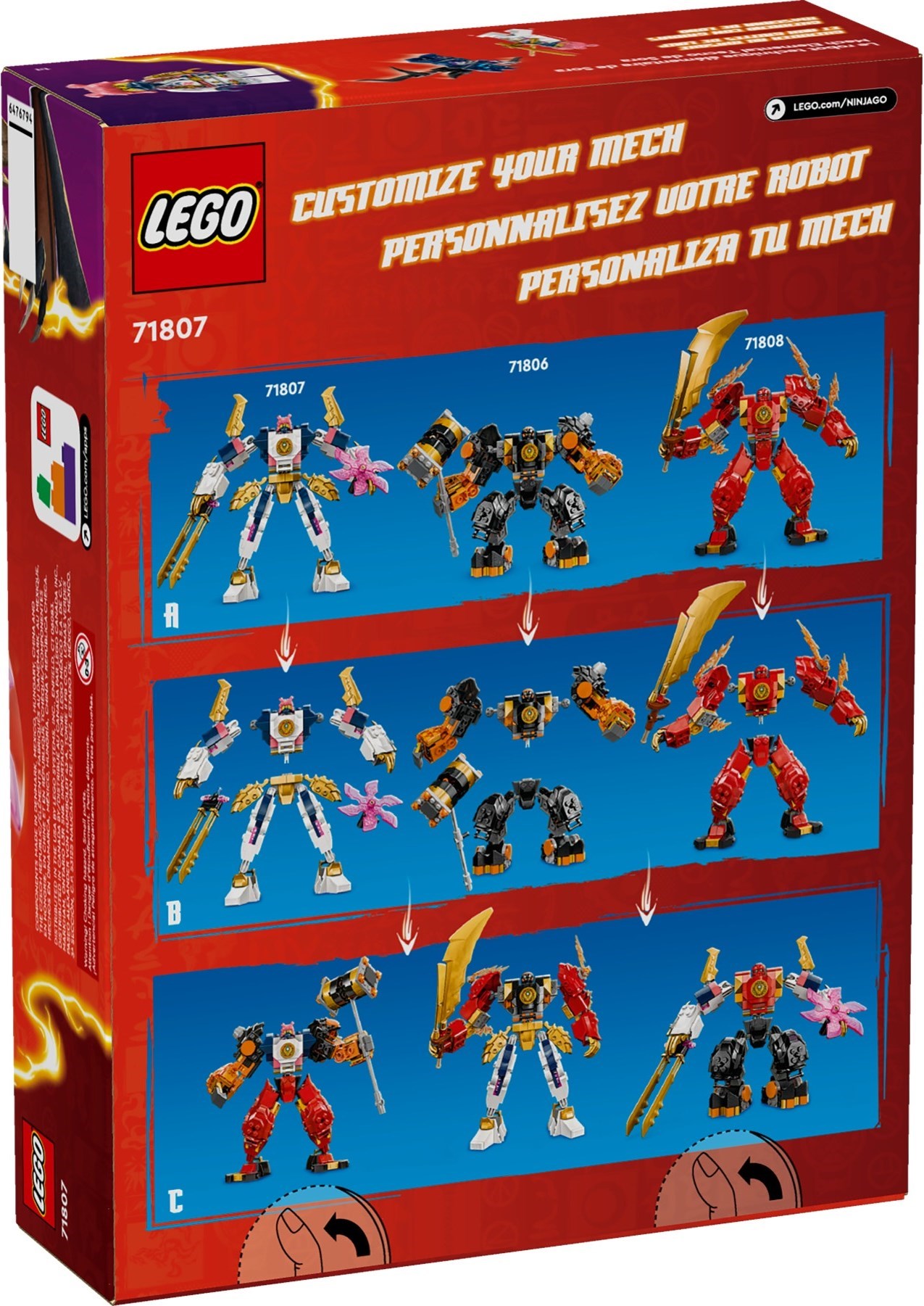 Zdjęcie galerii dla zestawu LEGO NINJAGO 71807 Mech żywiołu technologii Sory nindżago