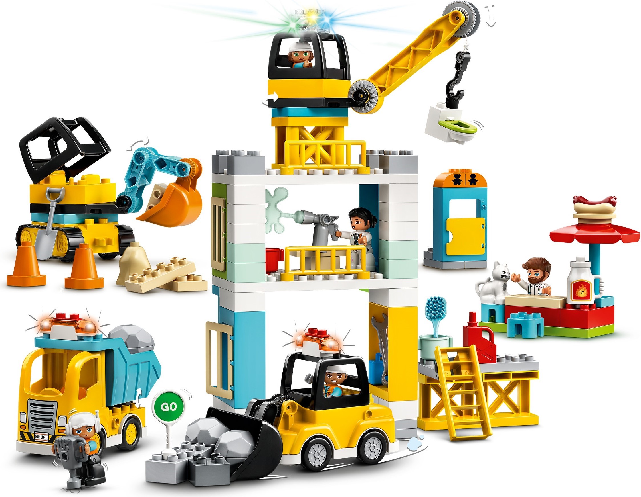 Zdjęcie galerii dla zestawu LEGO Duplo 10933 Żuraw wieżowy i budowa auto koparka