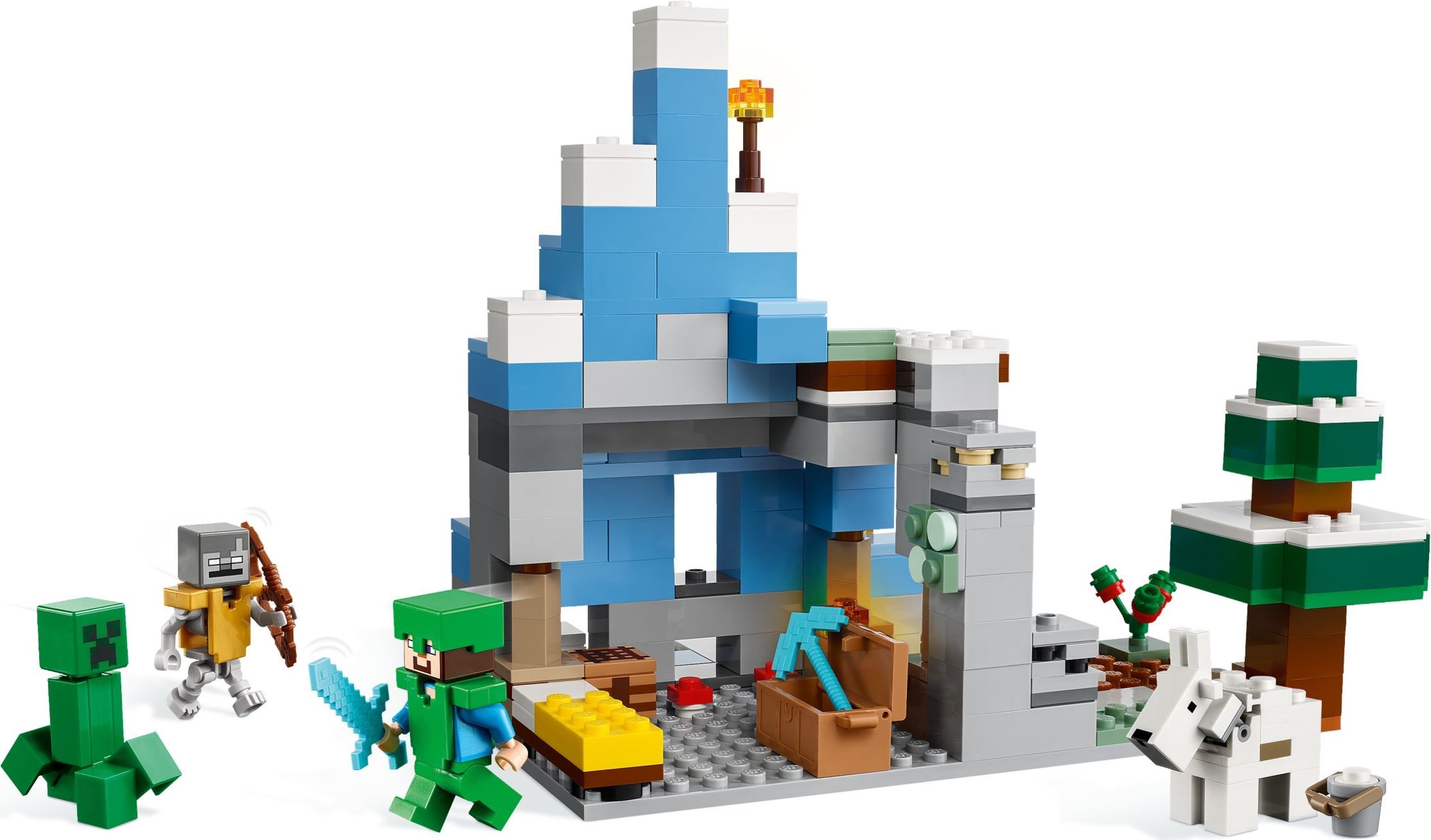 Zdjęcie galerii dla zestawu klocki LEGO Minecraft 21243 Ośnieżone szczyty koza tułacz majkraft