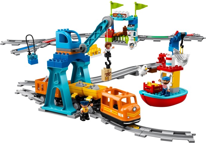 Zdjęcie galerii dla zestawu klocki LEGO Duplo 10875 Pociąg towarowy kolejka ciuchcia zestaw port statek