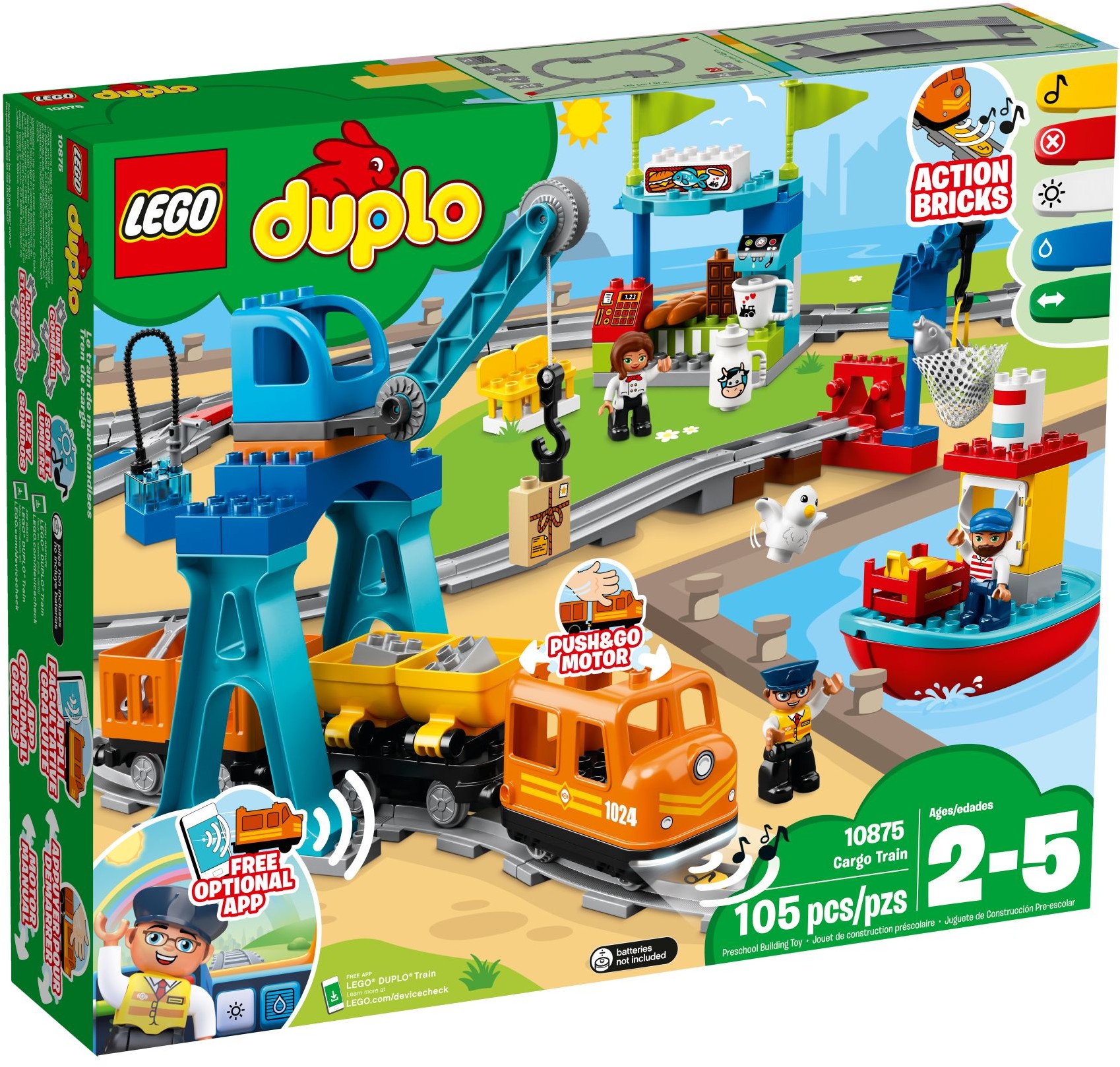 Zdjęcie galerii dla zestawu klocki LEGO Duplo 10875 Pociąg towarowy kolejka ciuchcia zestaw port statek