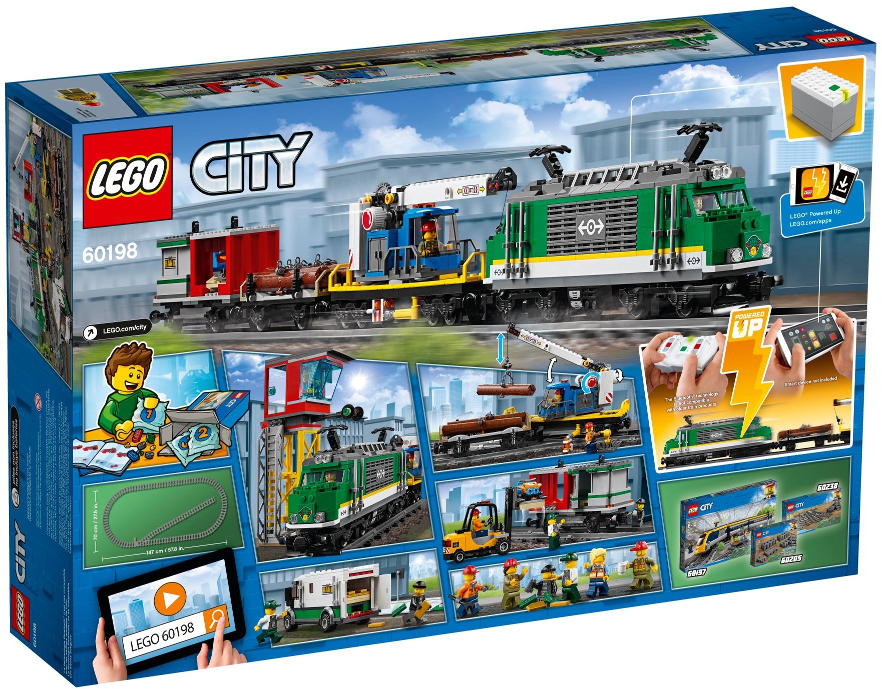 Zdjęcie galerii dla zestawu klocki LEGO City 60198 Pociąg towarowy Ciuchcia zestaw tory Kolejka