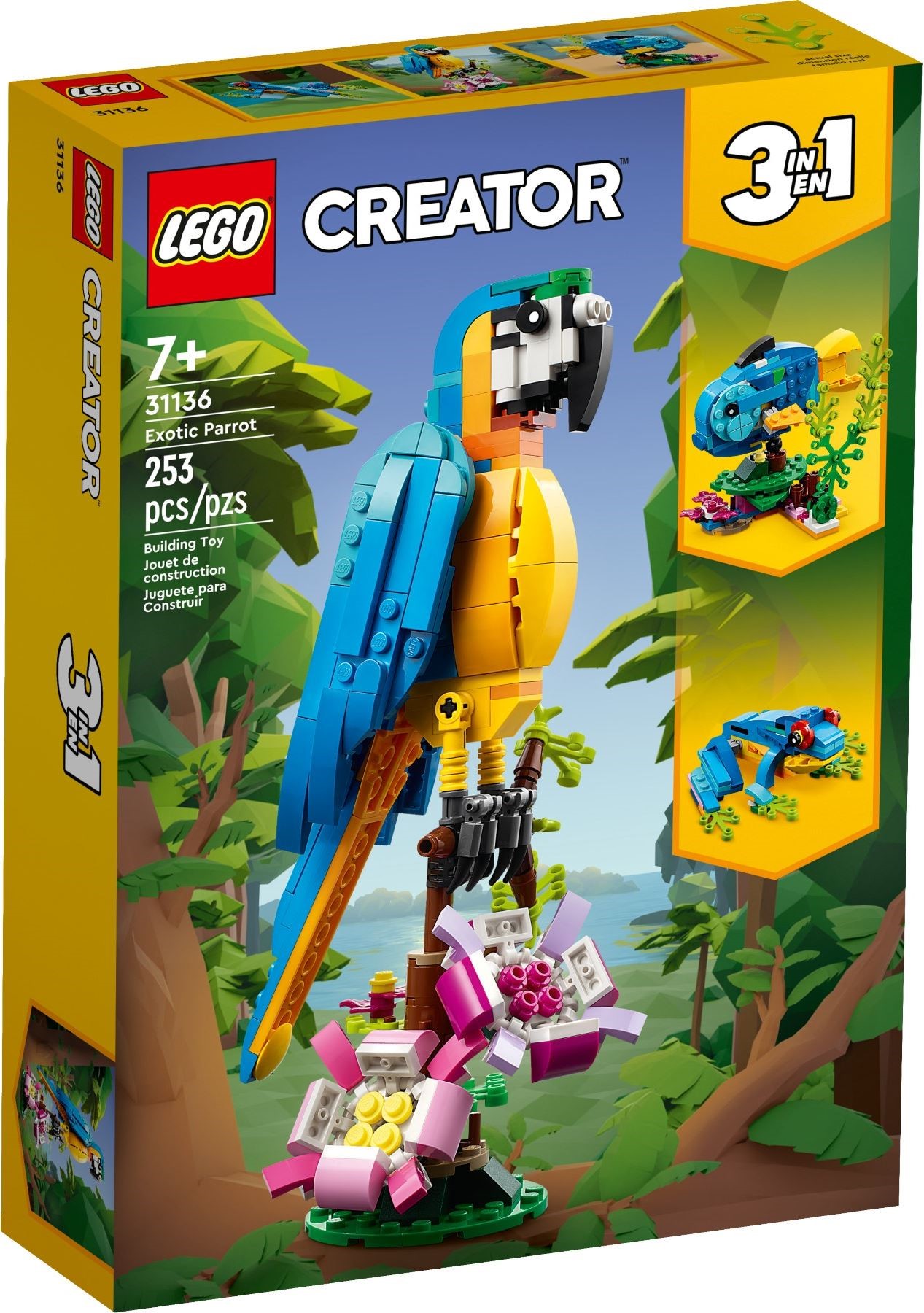 Zdjęcie galerii dla zestawu LEGO CREATOR 3W1 EGZOTYCZNA PAPUGA RYBA ŻABA