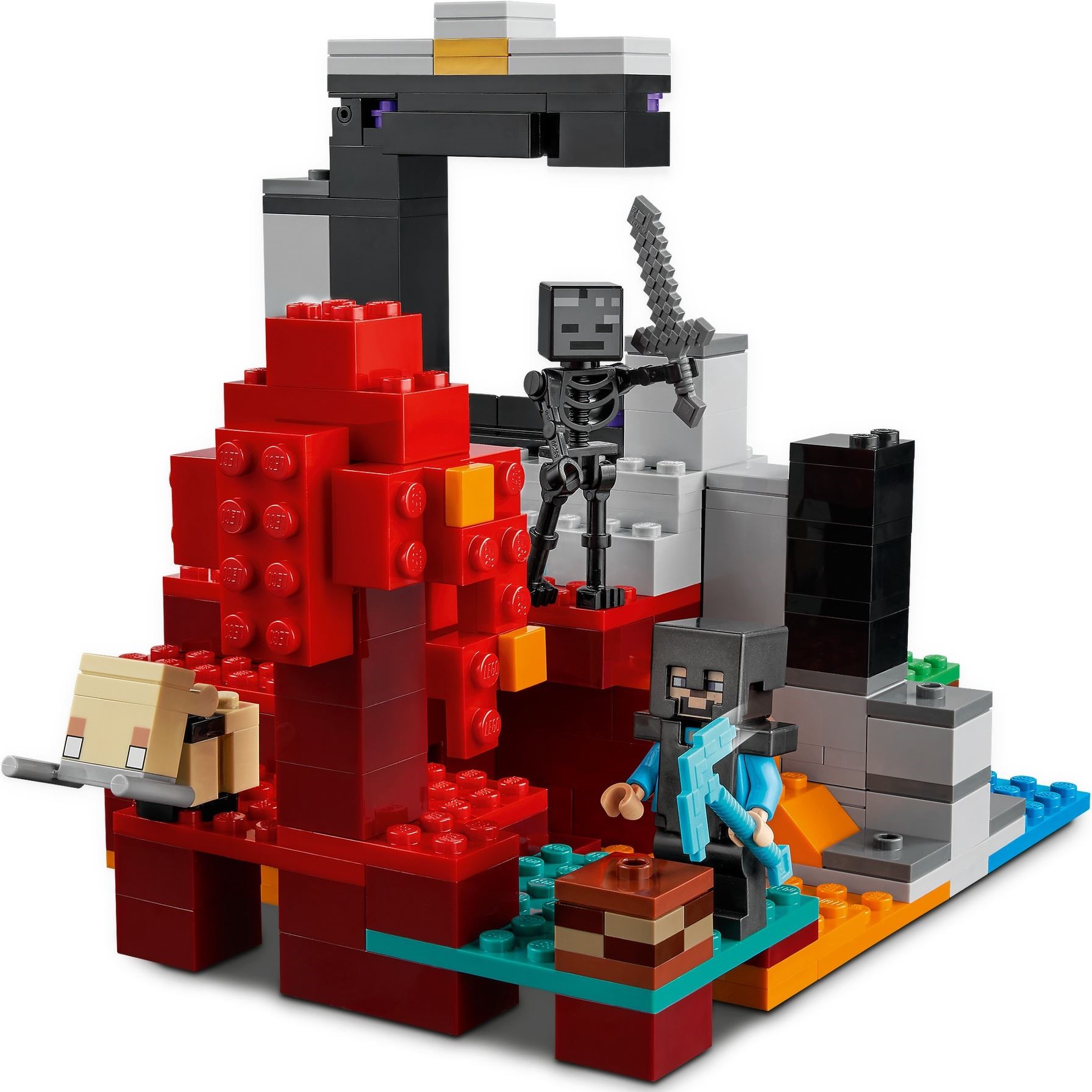 Zdjęcie galerii dla zestawu klocki LEGO Minecraft 21172 Zniszczony portal szkielet steve owca