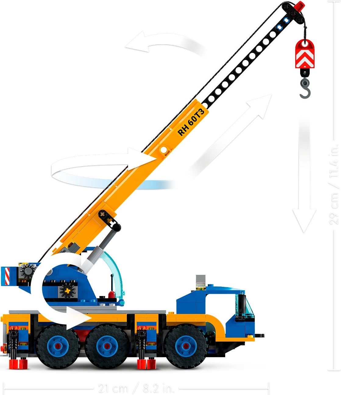 Zdjęcie galerii dla zestawu klocki LEGO City 60324 Żuraw podróżny budowa roboty drogowe miasto